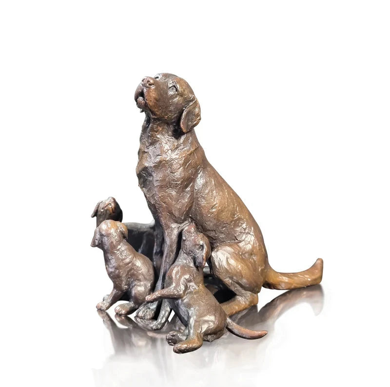 richard cooper limited edition bronze labrador with puppies figurine - Charterwells
