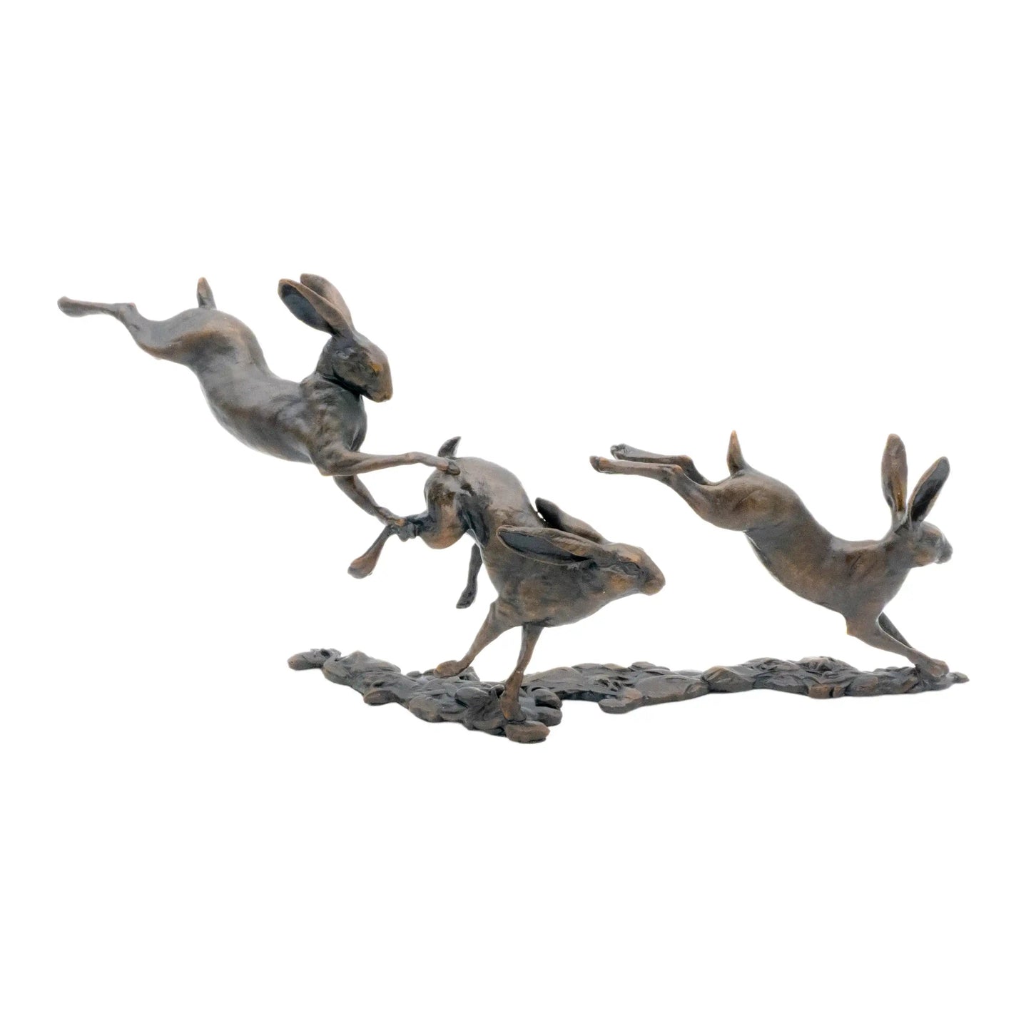 Richard Cooper Bronze Small Hares Playing Figurine Charterwells