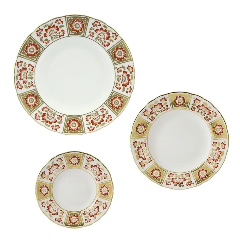 Royal Crown Derby Red Panel 18 Piece Dinner Set Charterwells