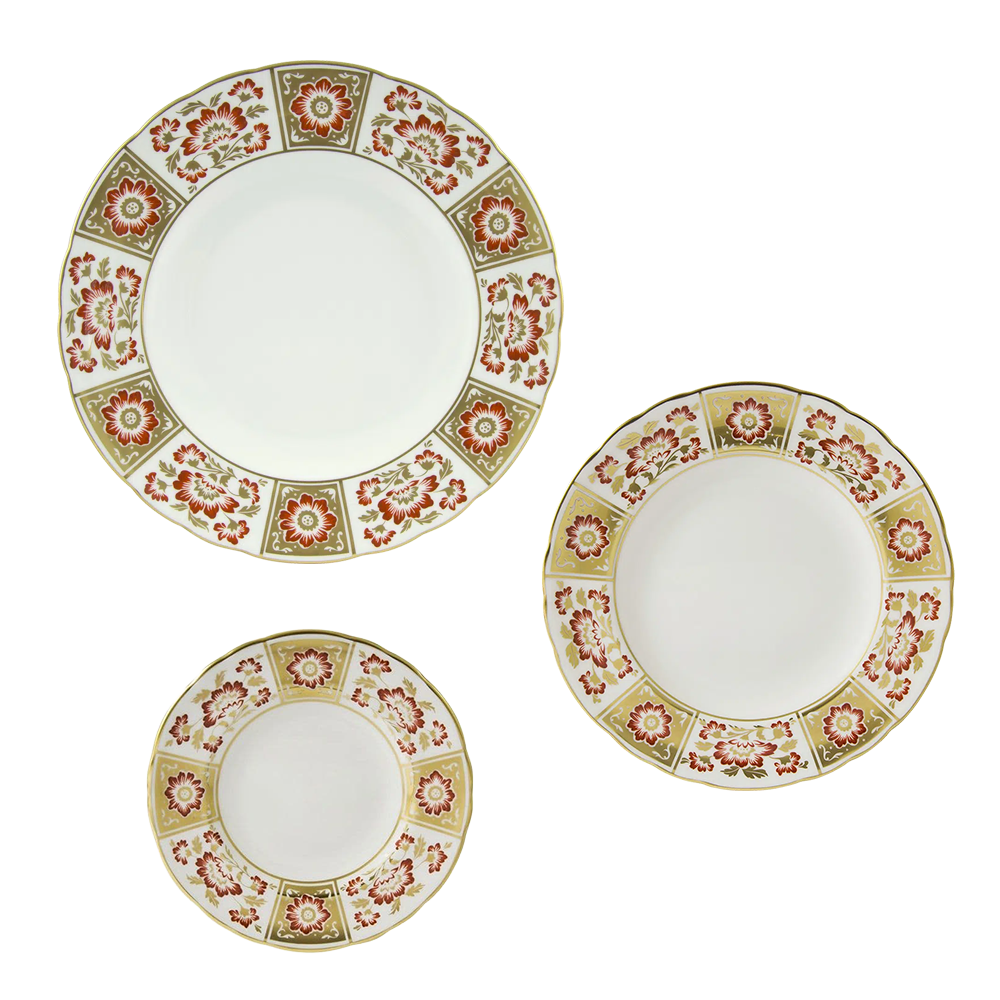 Royal Crown Derby Red Panel 18 Piece Dinner Set Charterwells