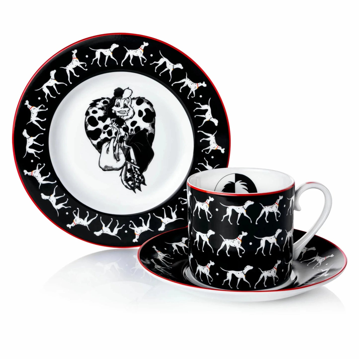 English Ladies Disney 101 Dalmatians Cruella Cup & Saucer Charterwells