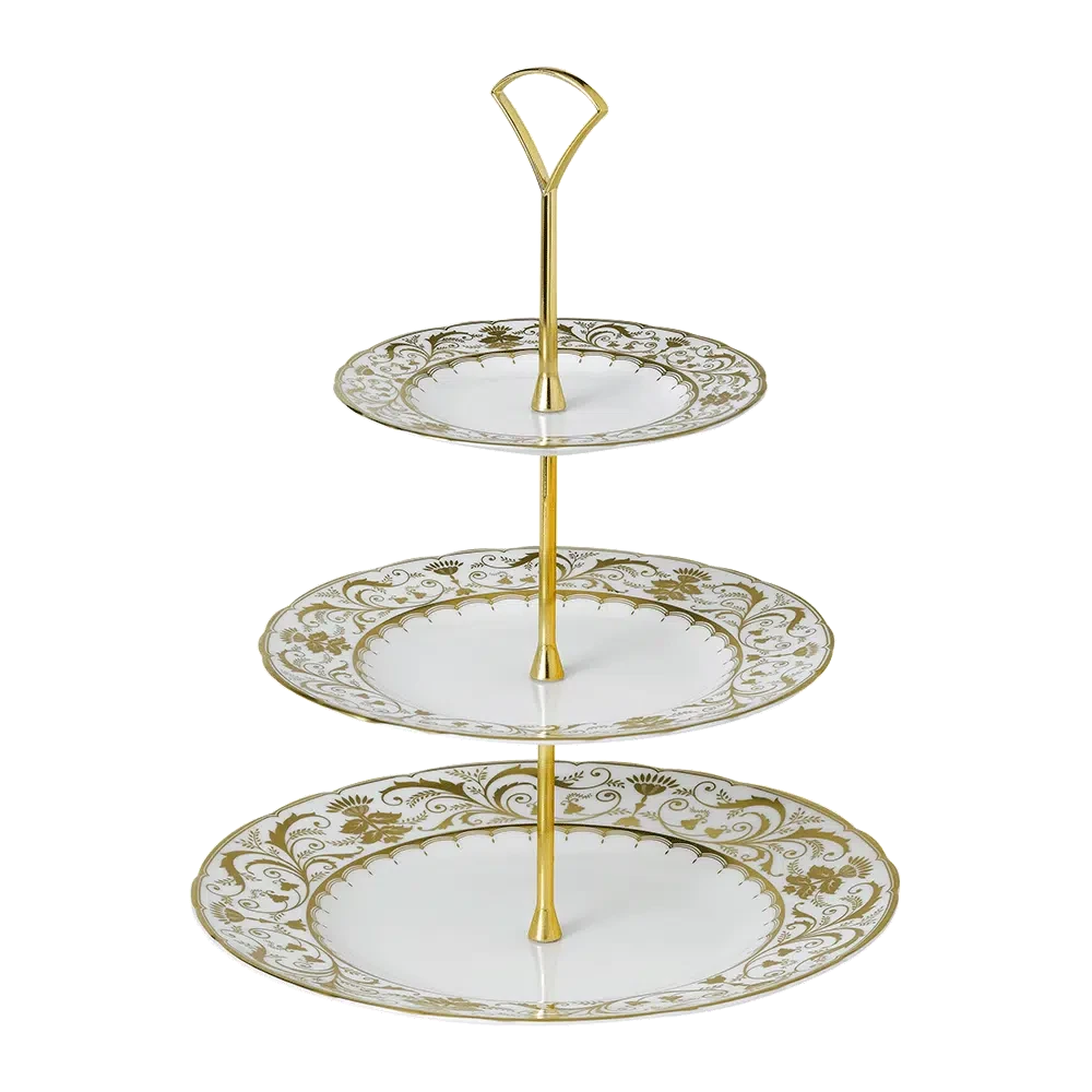 Royal Crown Derby Darley Abbey White 3 Tier Cake Stand Charterwells