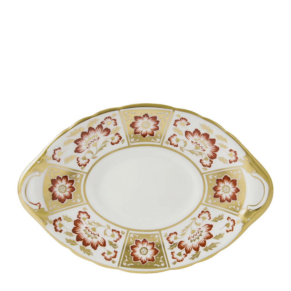 Royal Crown Derby Panel Red Sauce Boat Stand Charterwells