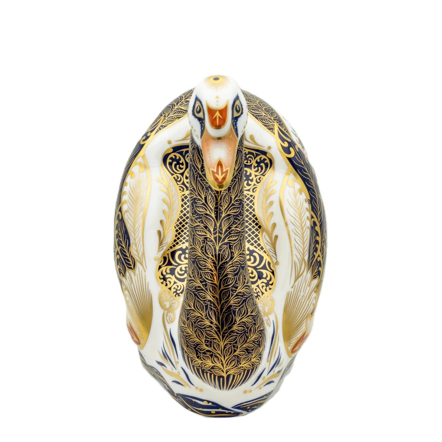 royal crown derby imari solid gold band swan paperweight - Charterwells