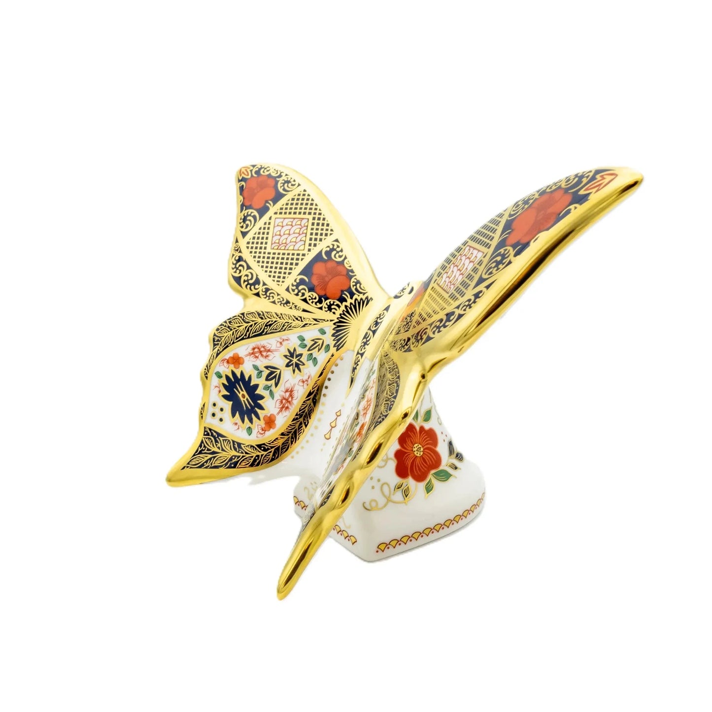 royal crown derby imari solid gold band butterfly paperweight - Charterwells