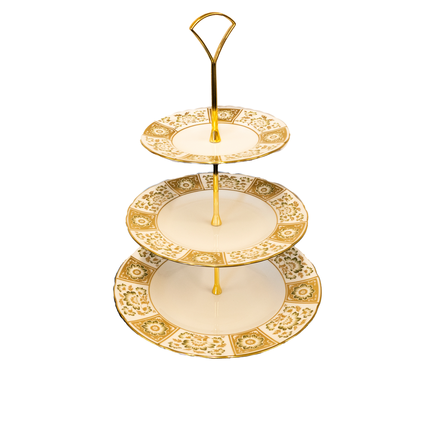 Royal Crown Derby Green Panel 3 Tier Cake Stand Charterwells