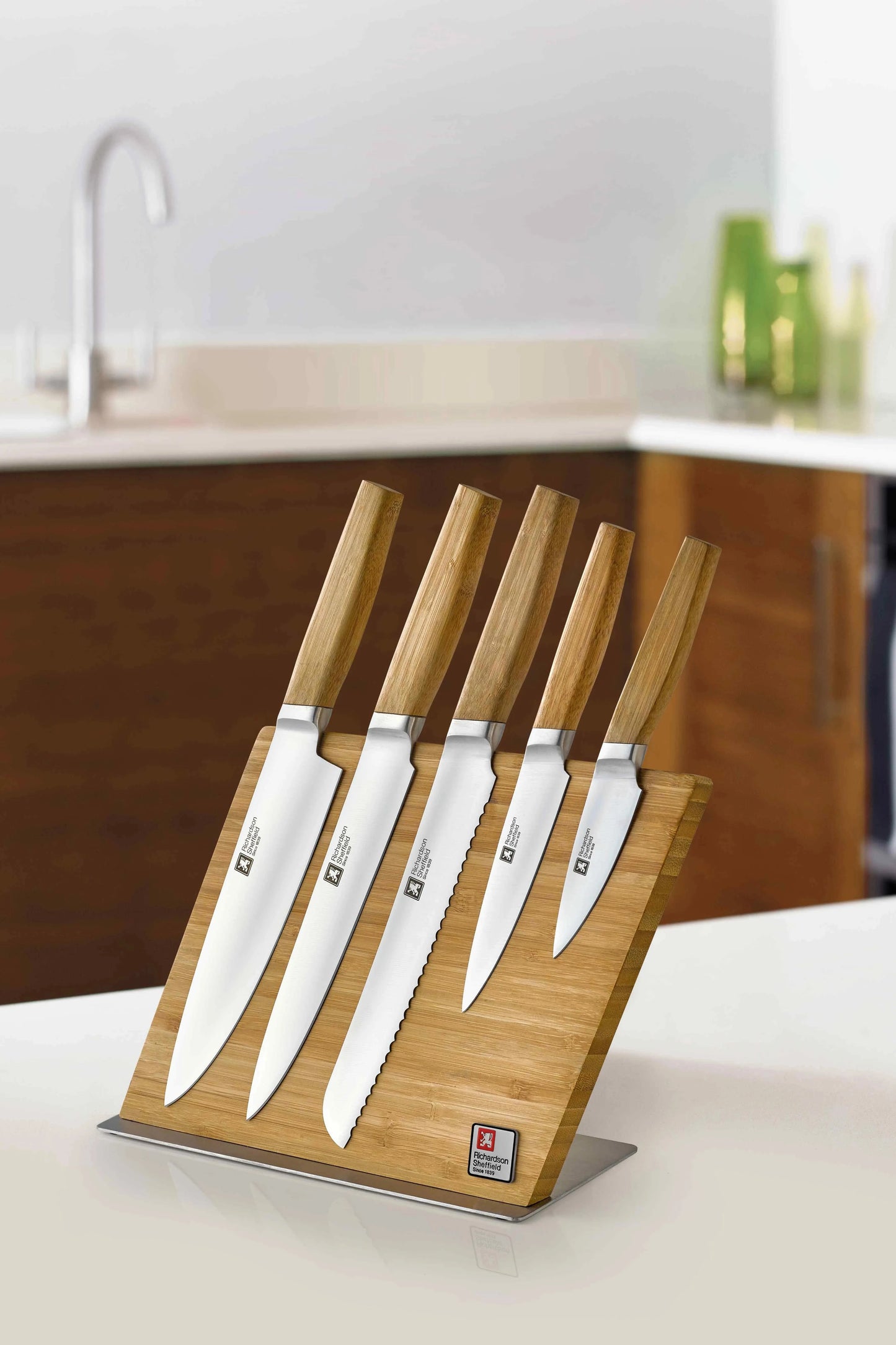 nomad 5pc knife block wooden magnetic - Charterwells