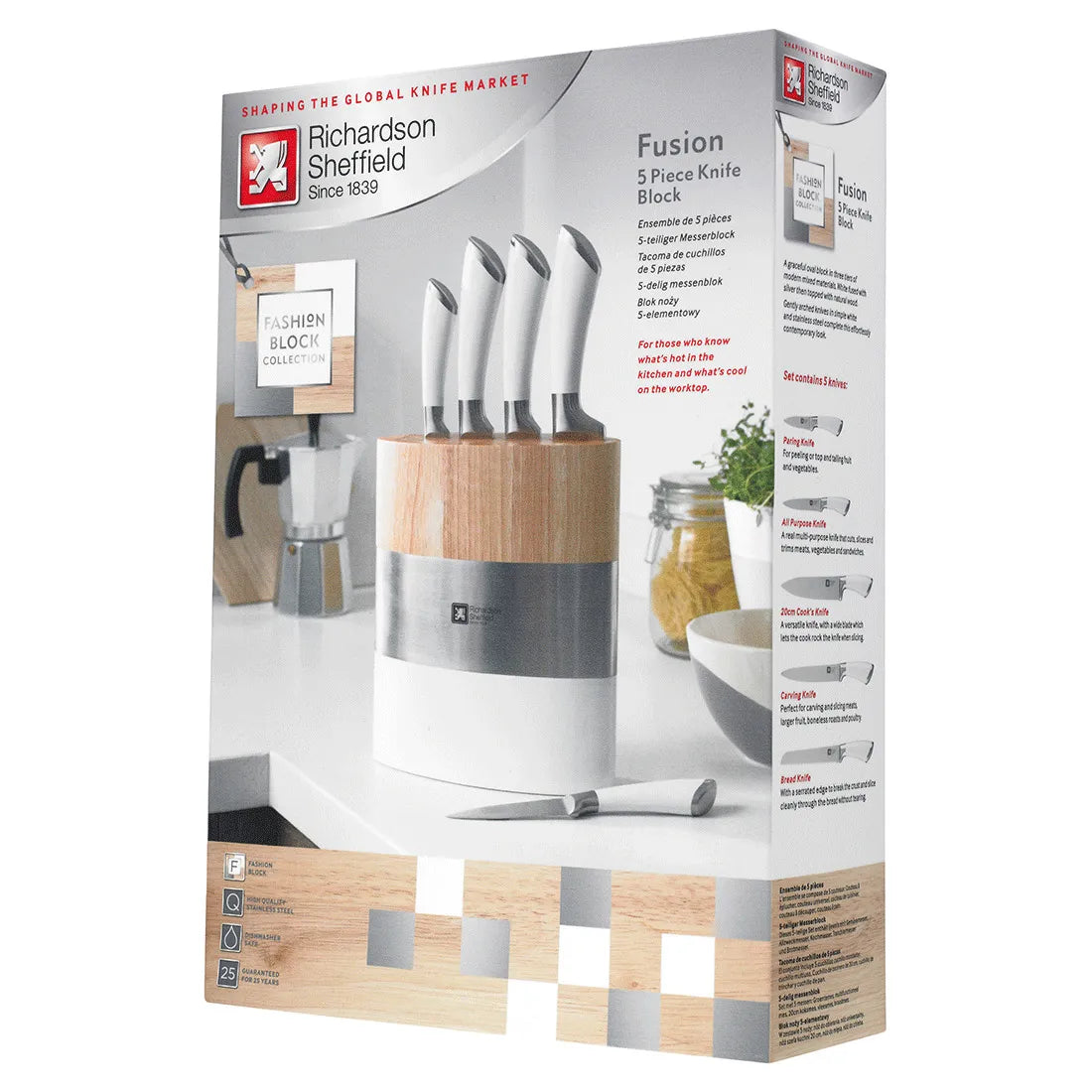 fusion 5pc knife block set - Charterwells