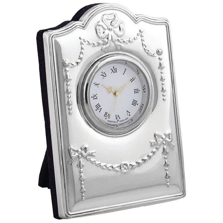 carrs sterling silver regency mini clock - Charterwells