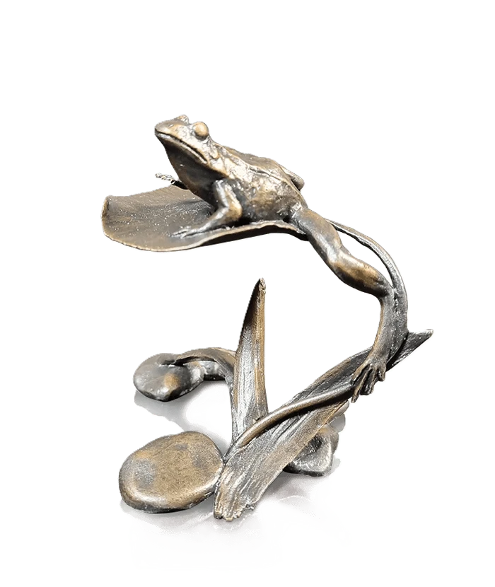 richard cooper bronze animals collection frog on lily pad figurine - Charterwells
