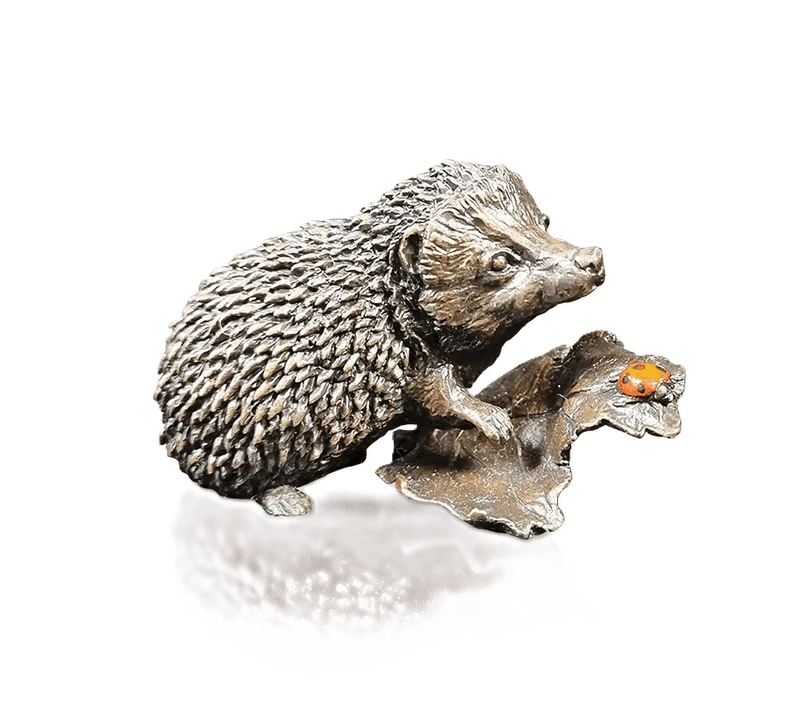 richard cooper bronze animals collection hedgehog with ladybird figurine - Charterwells