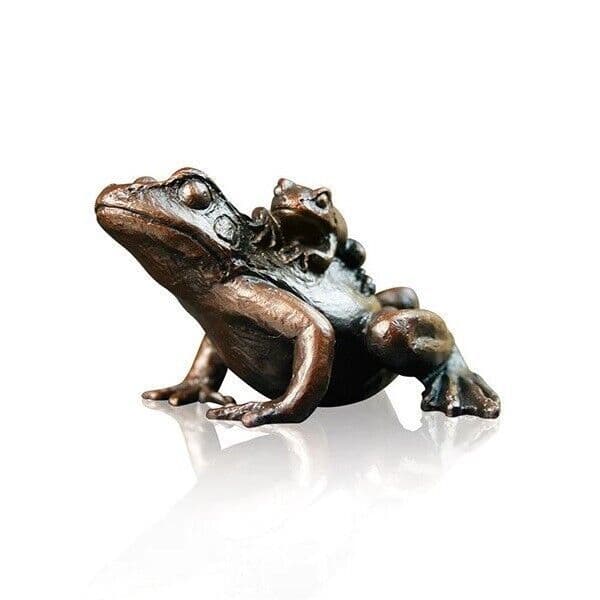 richard cooper bronze animals collection small frog with baby figurine - Charterwells