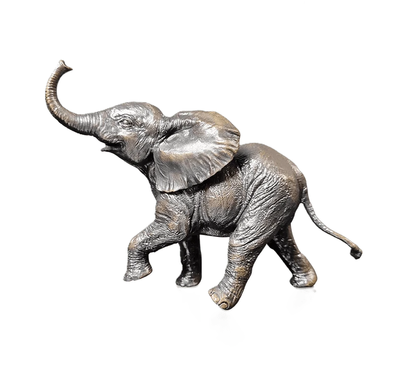 richard cooper bronze baby elephant running figurine - Charterwells