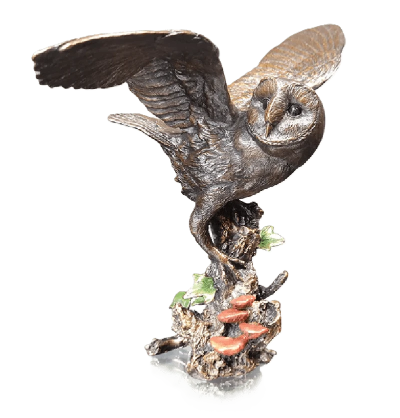 richard cooper bronze birds collection barn owl with ivy figurine - Charterwells