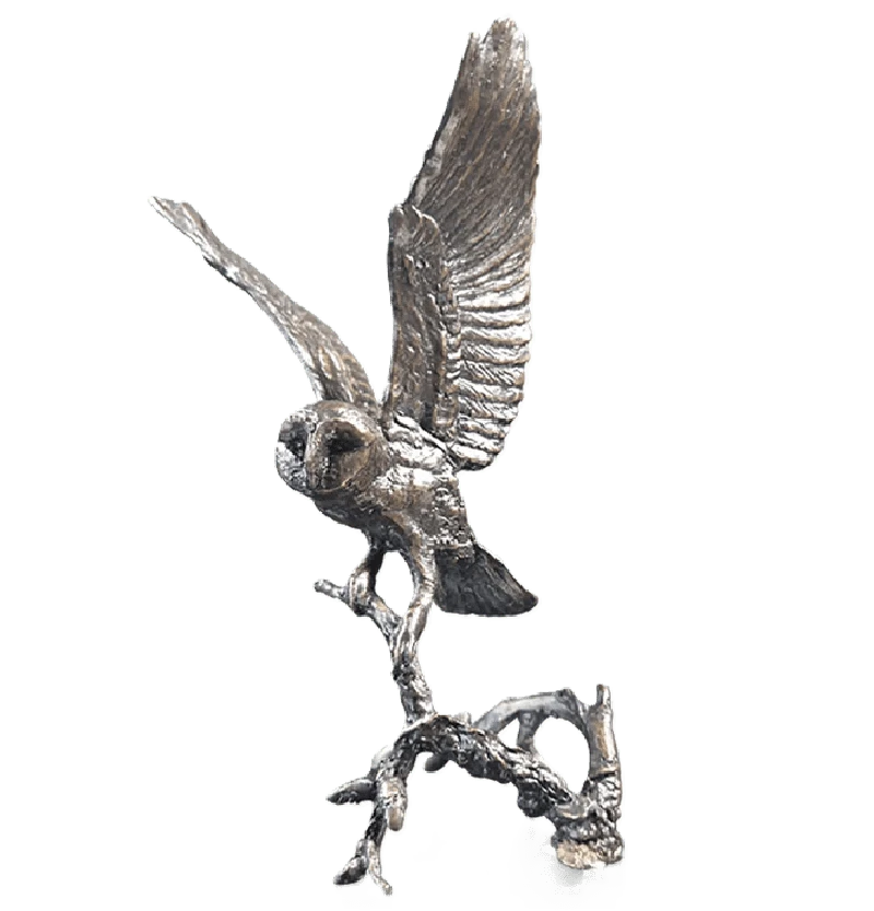 richard cooper bronze birds collection barn owl with pinecones - Charterwells