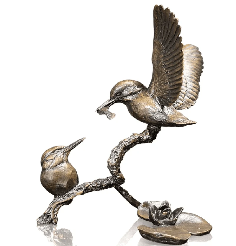 richard cooper bronze birds collection small kingfisher pair figurine - Charterwells
