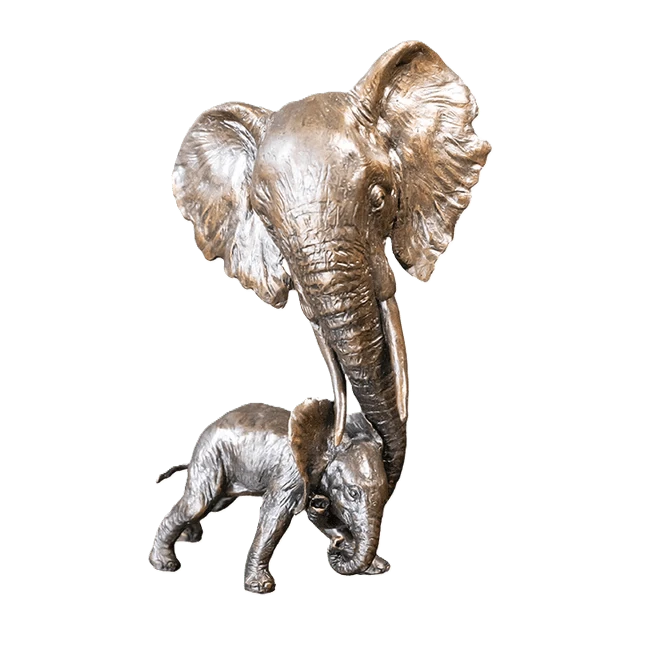 richard cooper bronze elephant mother calf figurine - Charterwells