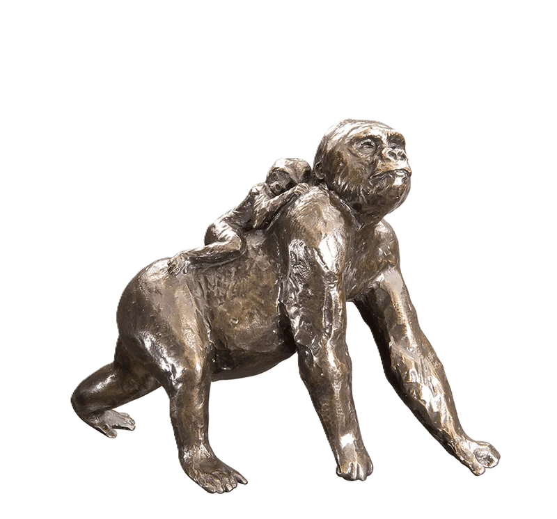 richard cooper bronze gorilla with baby figurine - Charterwells