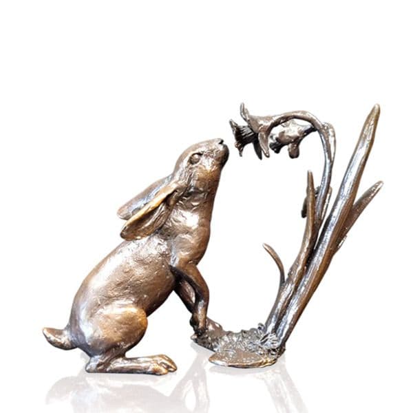 richard cooper bronze hares collection hare with daffodils figurine - Charterwells