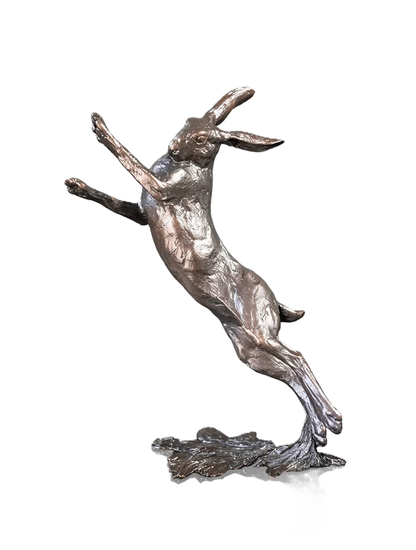richard cooper bronze hares collection medium hare boxing figurine - Charterwells