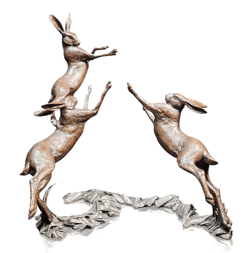 richard cooper bronze hares collection moon dance figurine - Charterwells