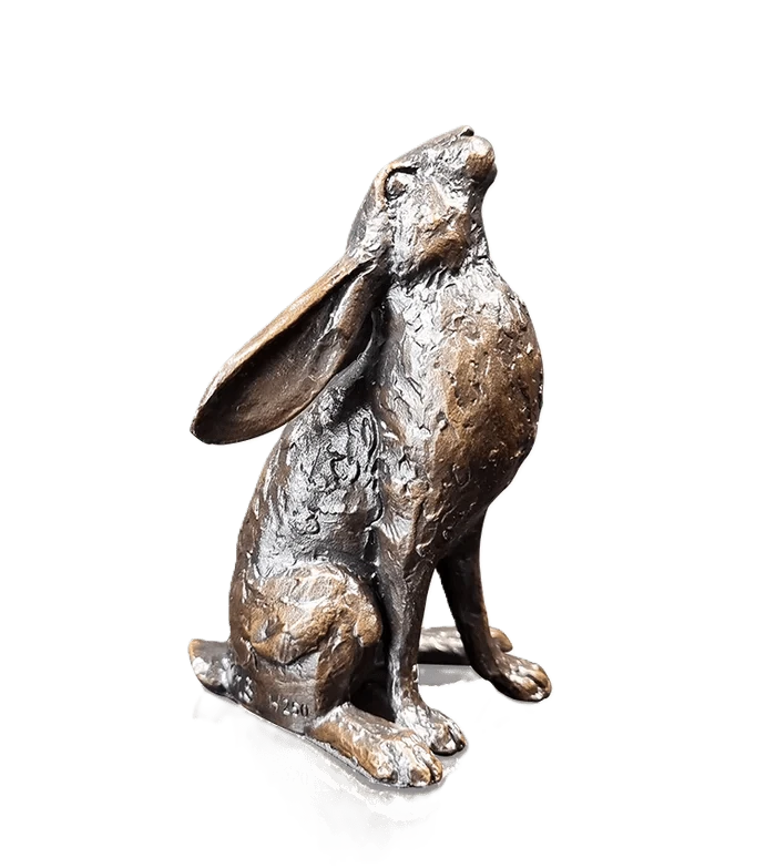 richard cooper bronze hares collection small hare moon gazing figurine - Charterwells