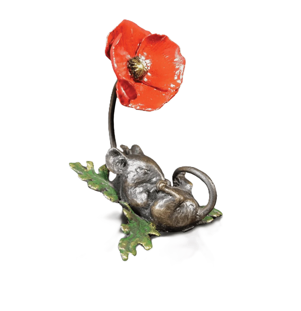 richard cooper bronze mice collection mouse asleep with poppy figurine - Charterwells