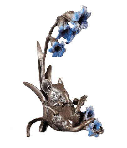 richard cooper bronze mice collection mouse with bluebells figurine - Charterwells