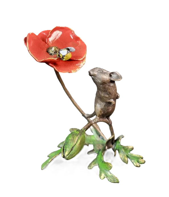 richard cooper bronze mice collection mouse with honey bee figurine - Charterwells