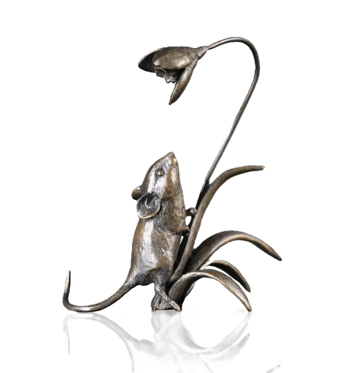 richard cooper bronze mice collection mouse with snowdrops figurine - Charterwells