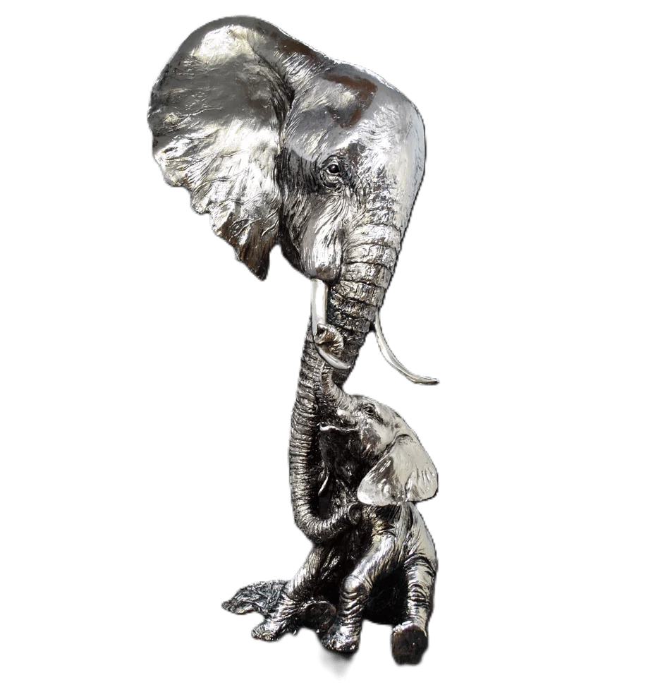 richard cooper nickel studio collection elephant calf figurine - Charterwells