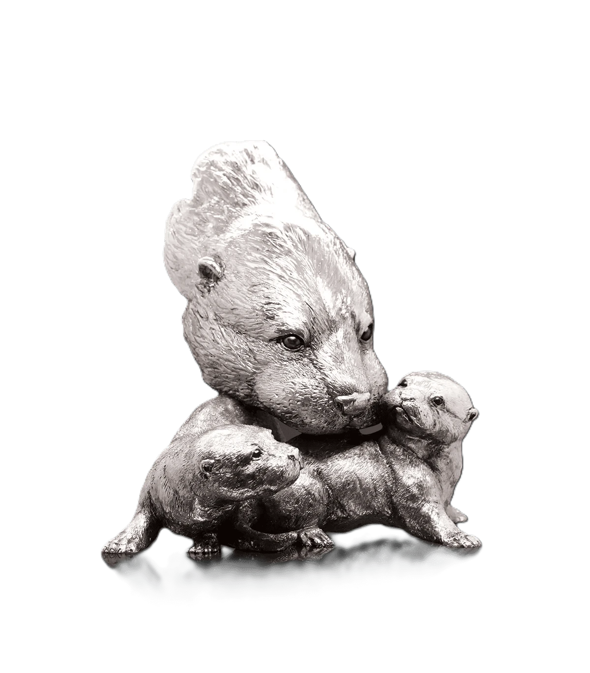richard cooper nickel studio collection otter with pups figurine - Charterwells