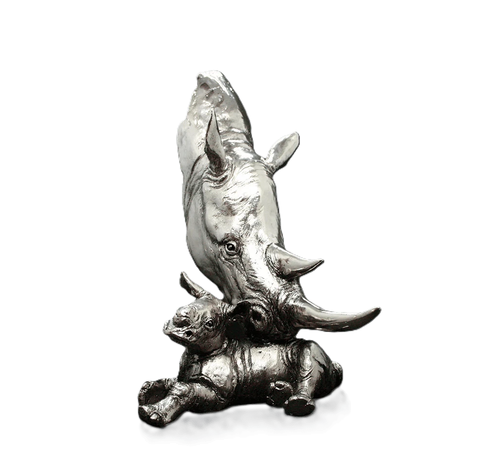 richard cooper nickel studio collection rhino calf figurine - Charterwells
