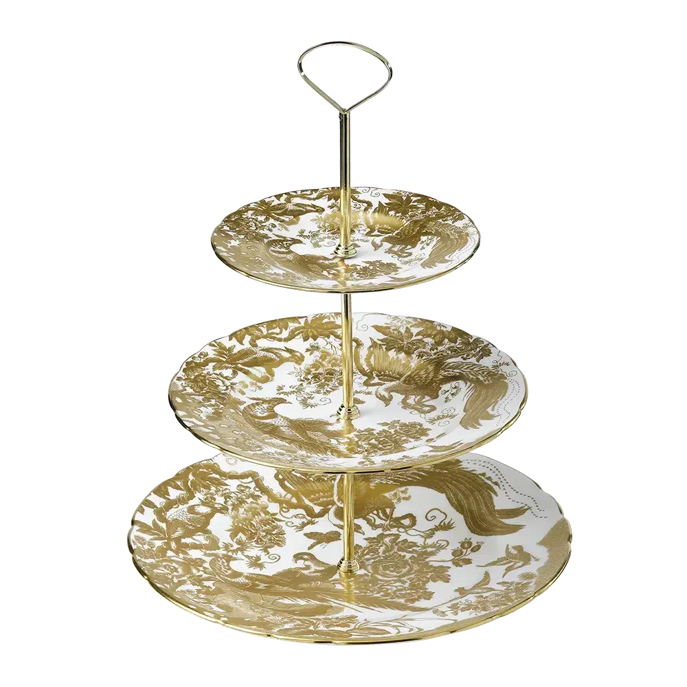 royal crown derby gold aves 3 tier cake stand - Charterwells