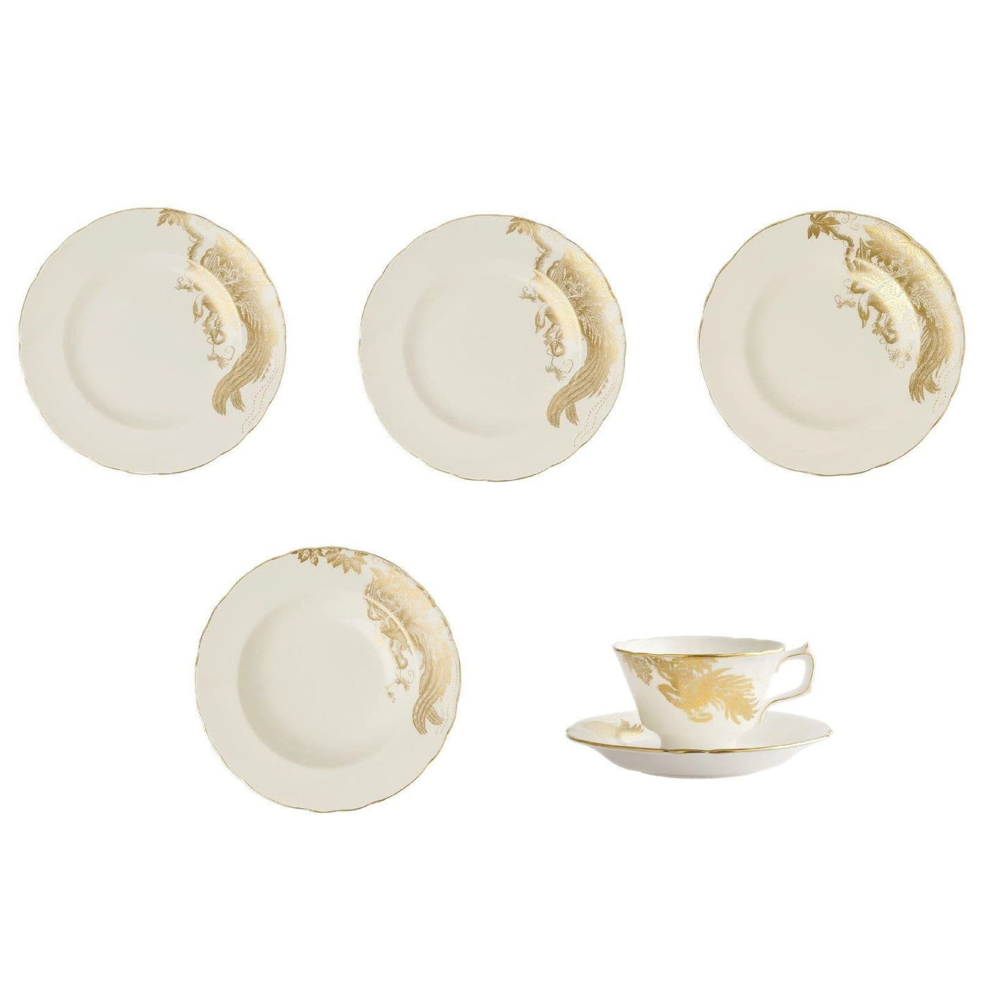 Royal Crown Derby Gold Aves Motif 36pc Dinner Set Charterwells