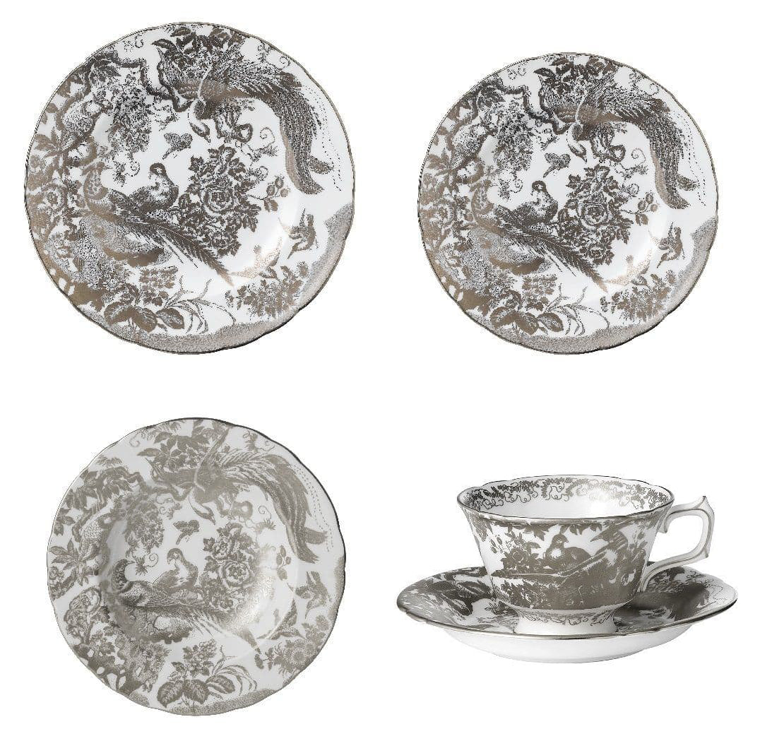 Royal Crown Derby Palladium Aves 30pc Dinner Set Bone China Tableware (1) Charterwells