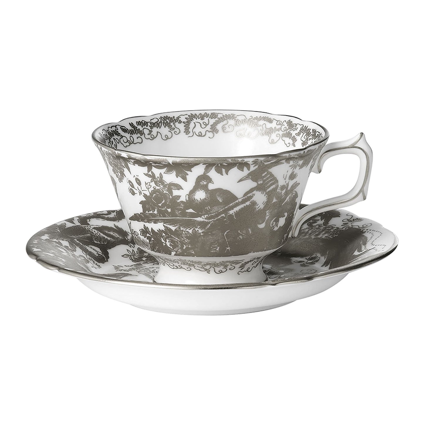 royal crown derby palladium aves tea cup saucer - Charterwells