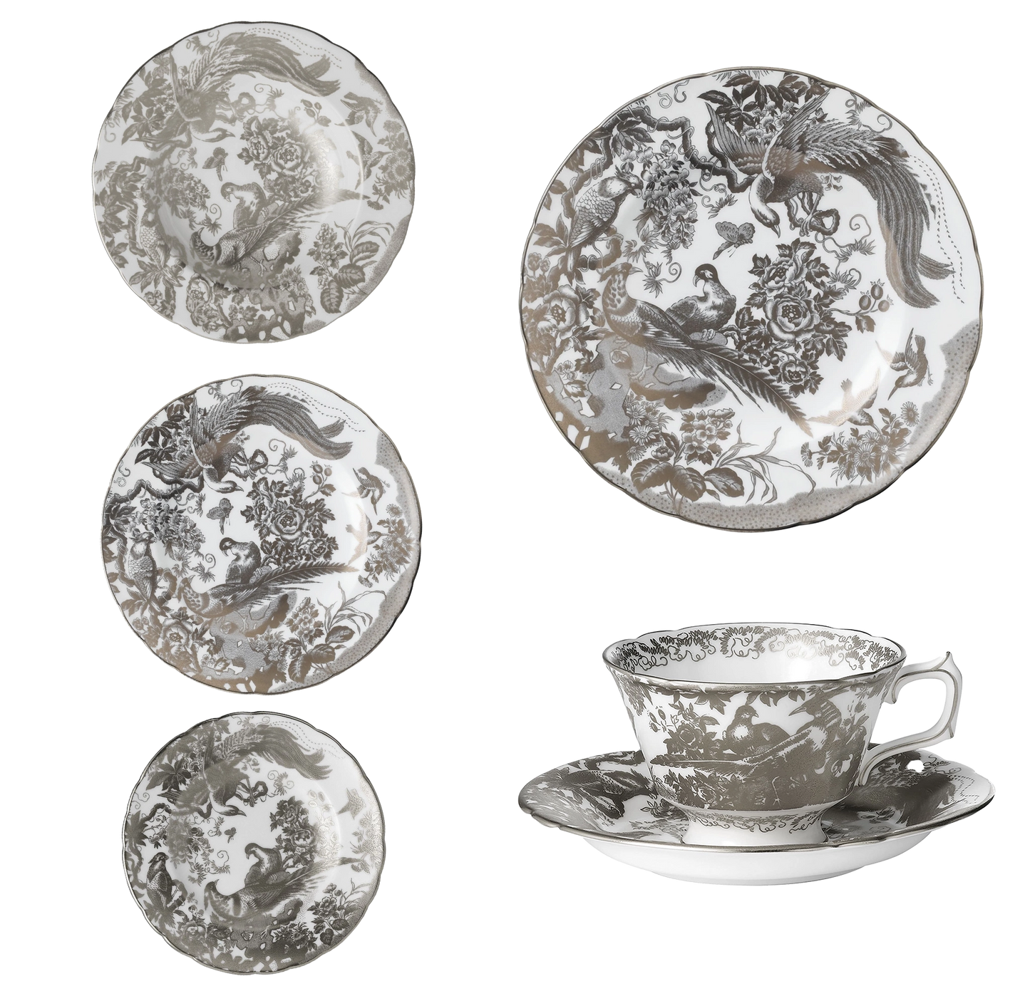 Royal Crown Derby Palladium Aves 36pc Dinner Set Bone China Tableware Charterwells