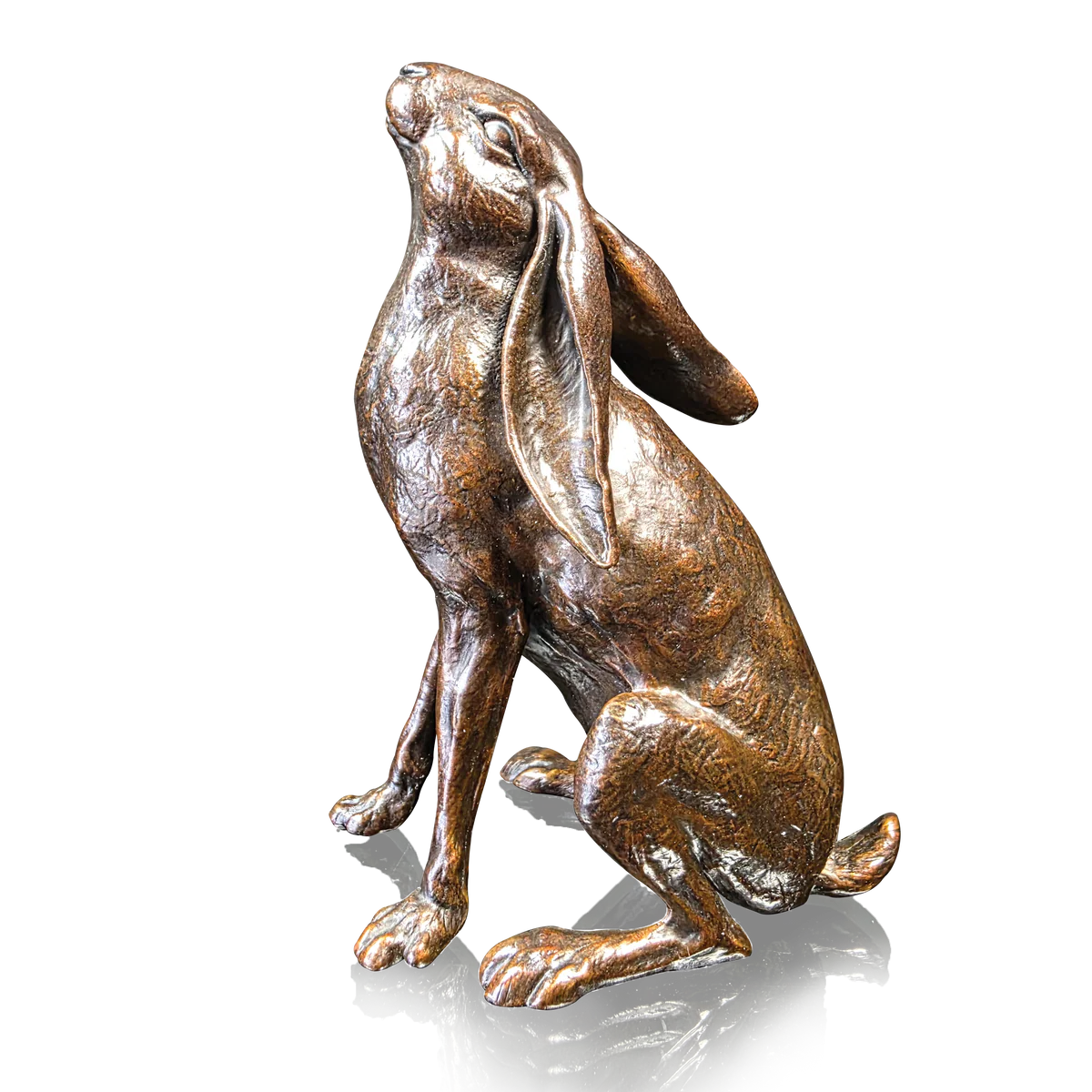 Richard Cooper Bronze Large Hare Moon Gazing Figurine Charterwells