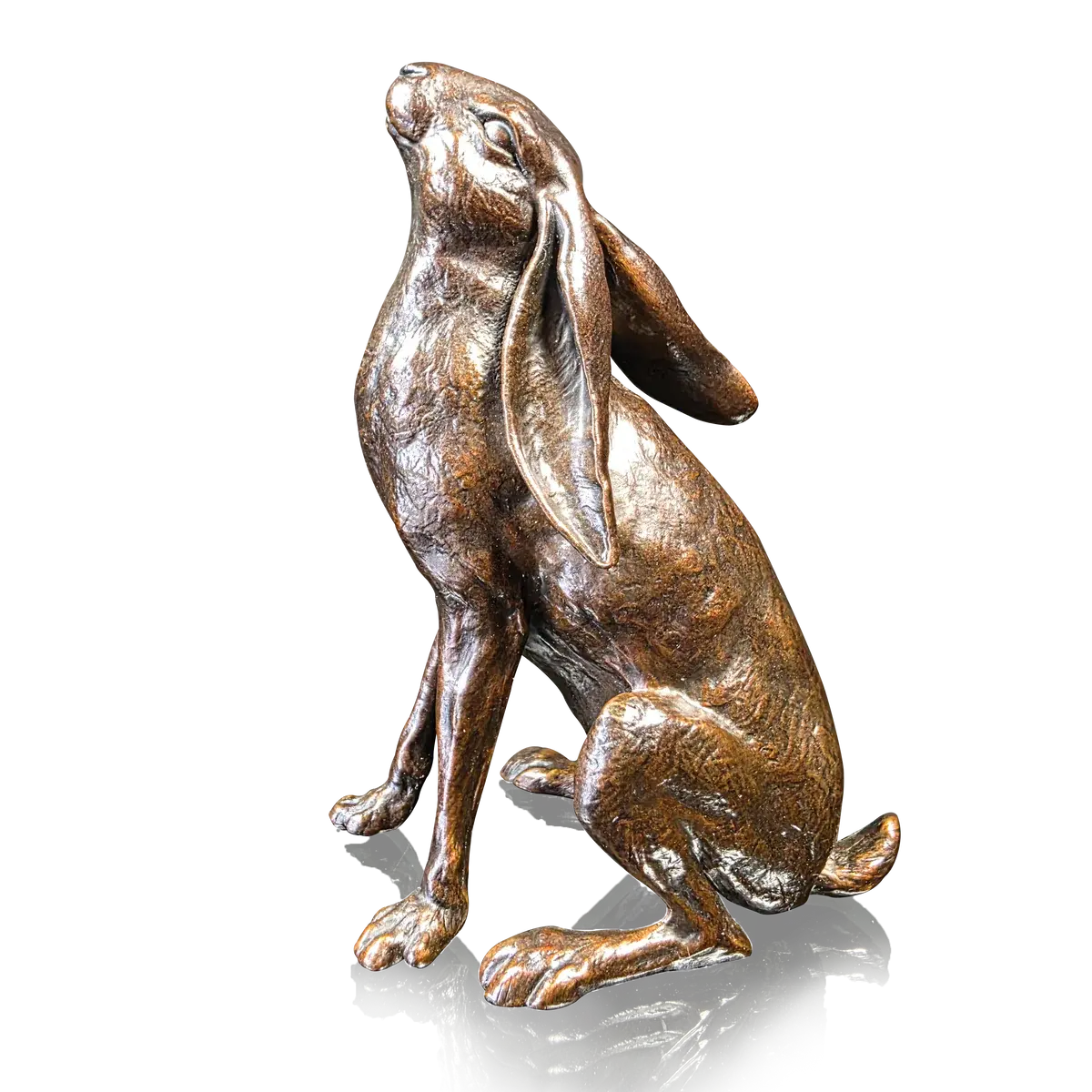 Richard Cooper Bronze Large Hare Moon Gazing Figurine Charterwells