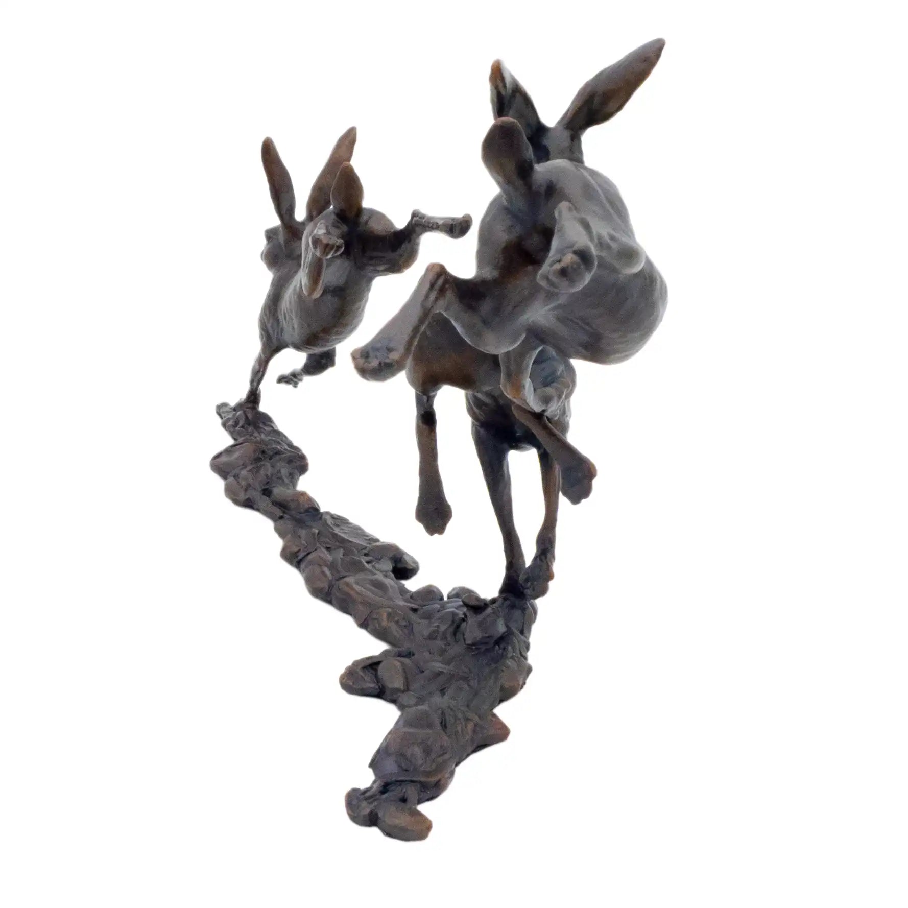 Richard Cooper Bronze Small Hares Playing Figurine Charterwells