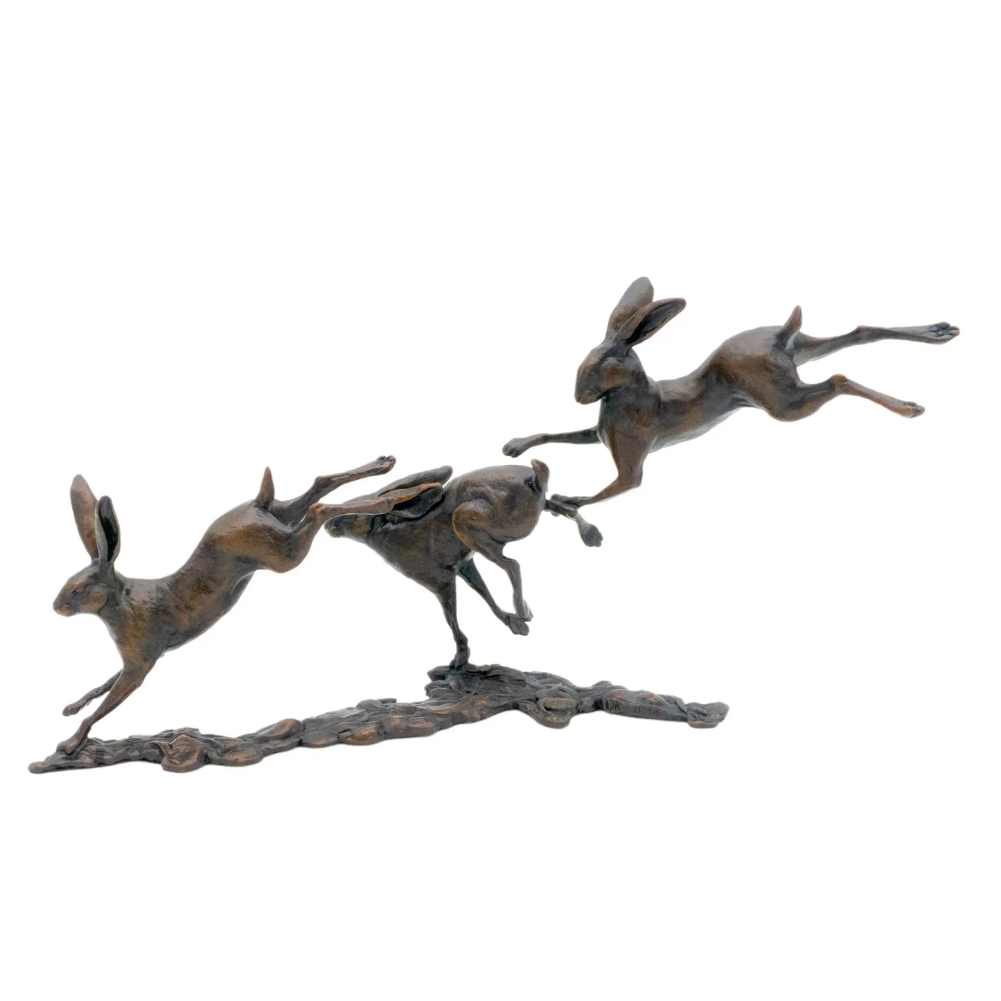 Richard Cooper Bronze Small Hares Playing Figurine Charterwells
