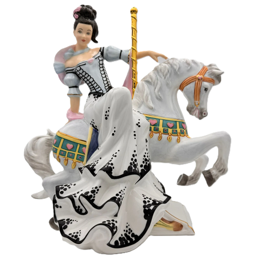 English Ladies Fairground Attraction White Figurine