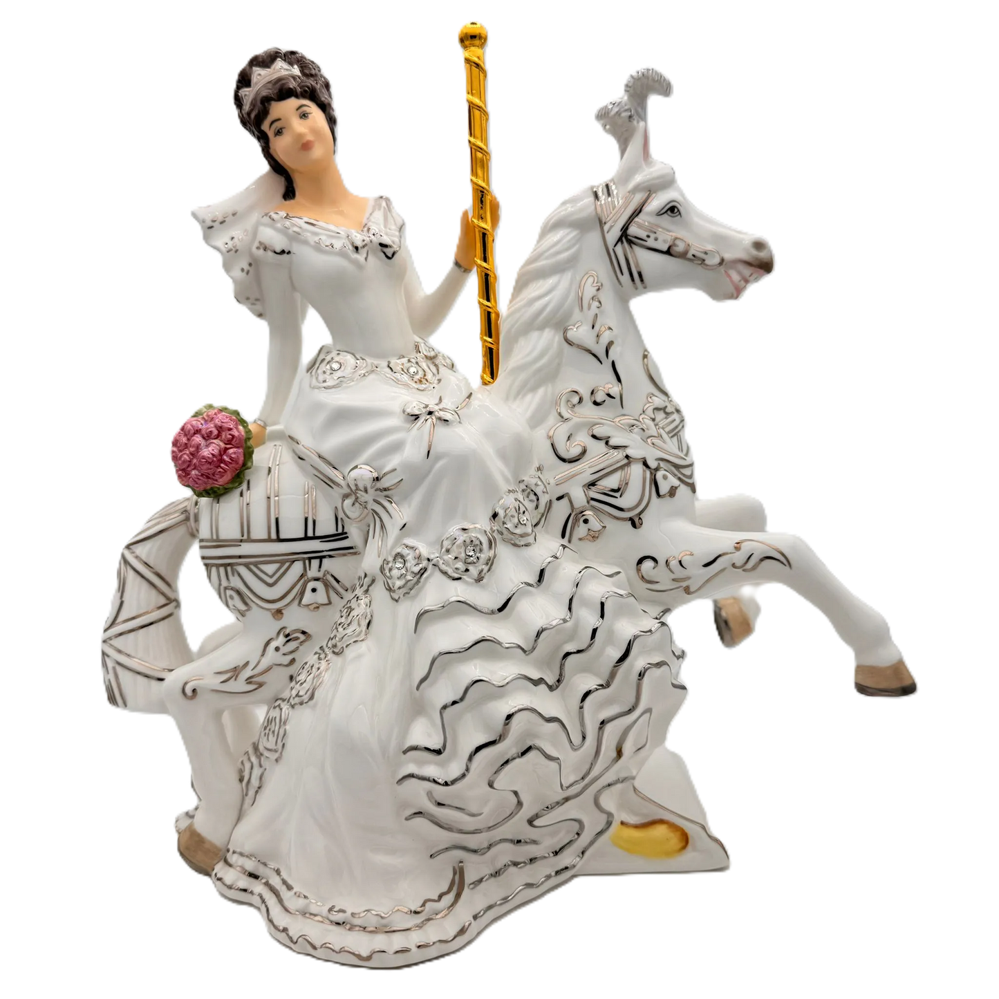 English Ladies Carousel Bride Figurine : Brunette