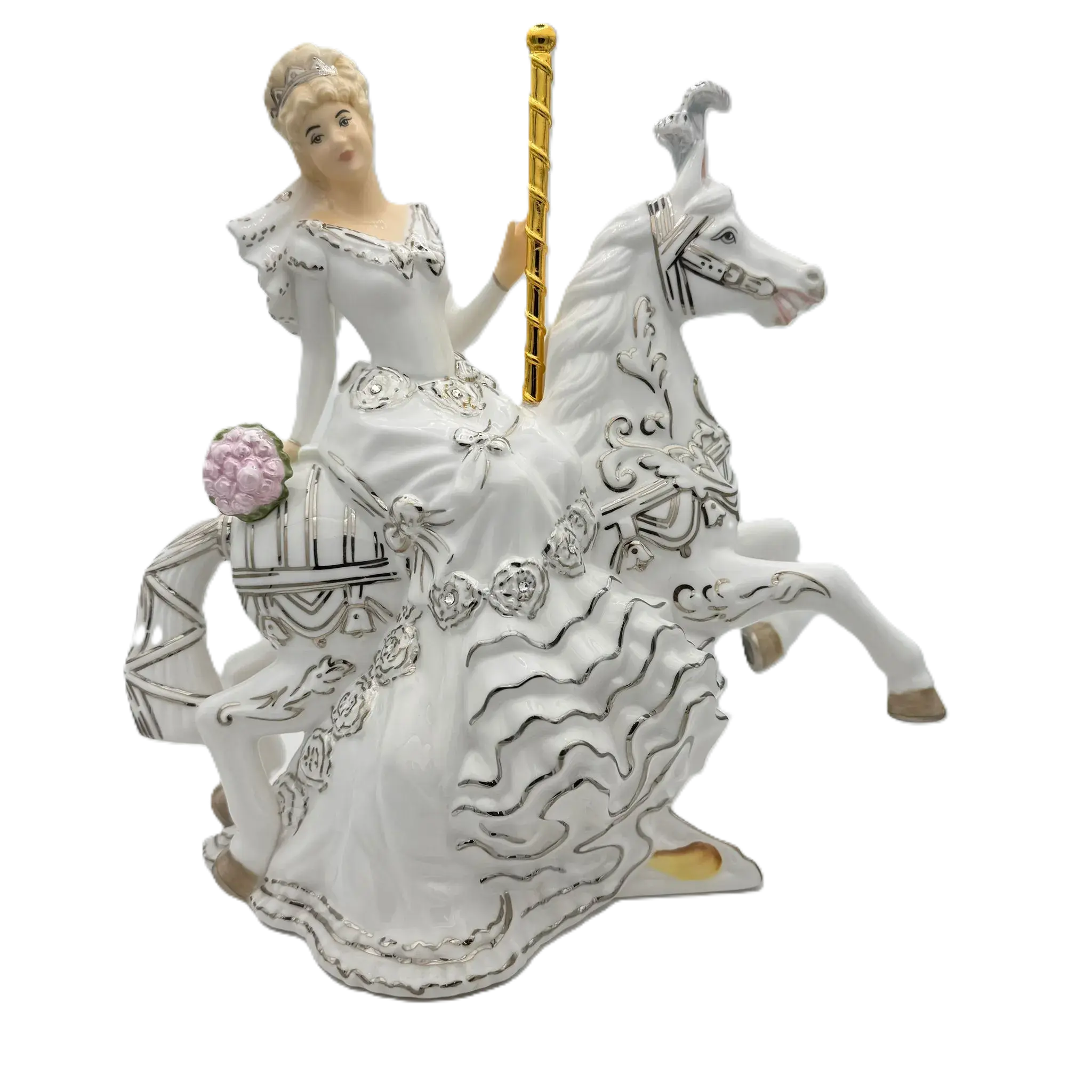 english ladies carousel bride figurine blonde - Charterwells
