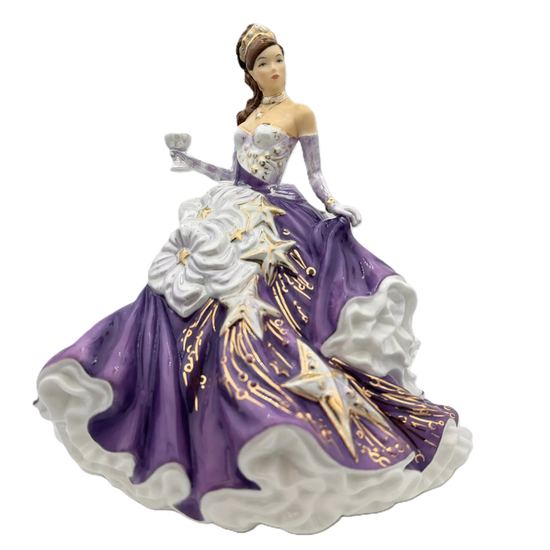english ladies congratulations amethyst figurine - Charterwells