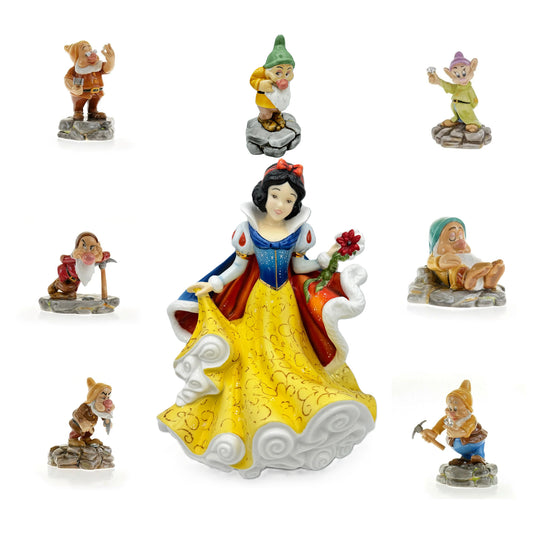 English Ladies Disney Princess Snow White & 7 Dwarfs Figurines