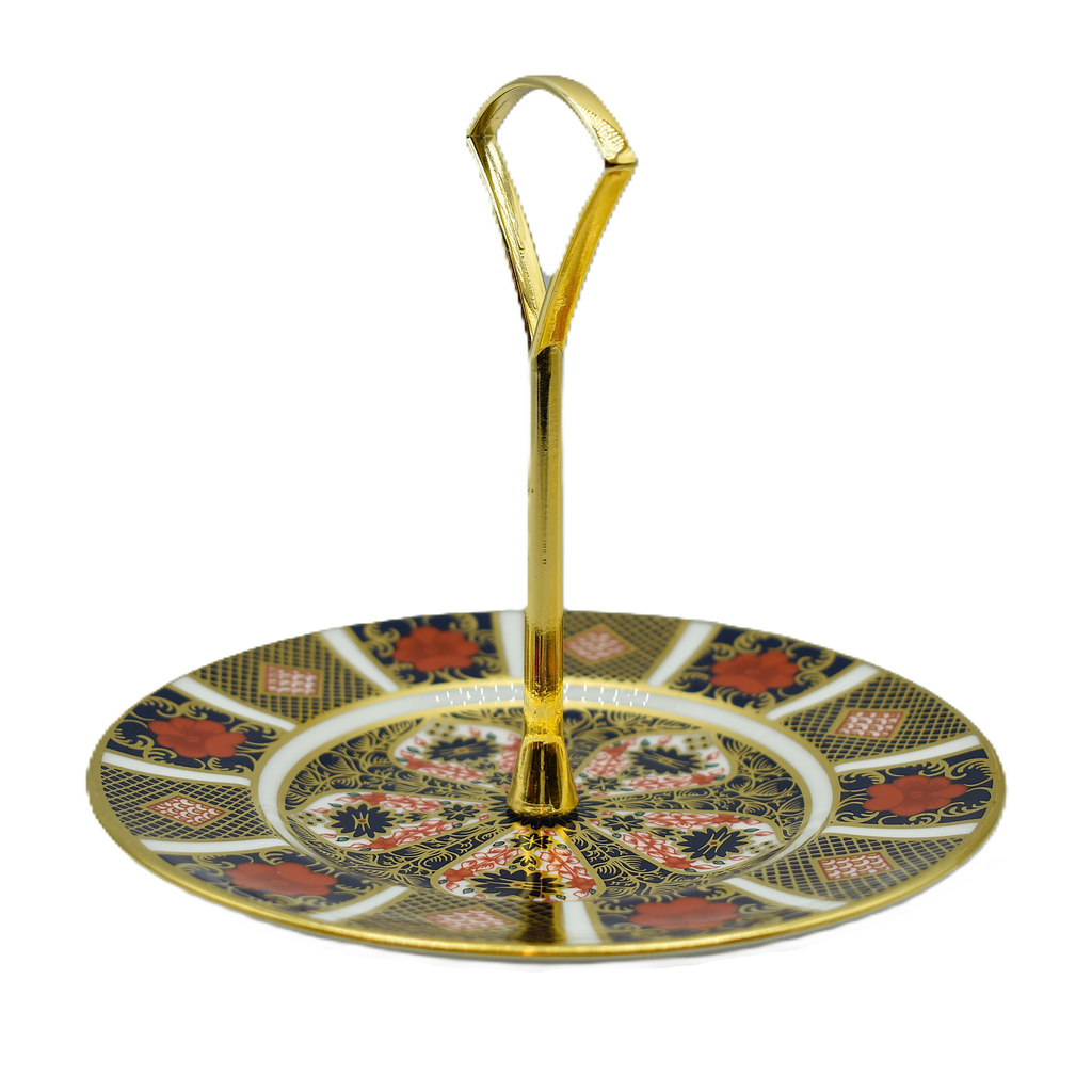 royal crown derby imari 1128 1 tier cake stand - Charterwells