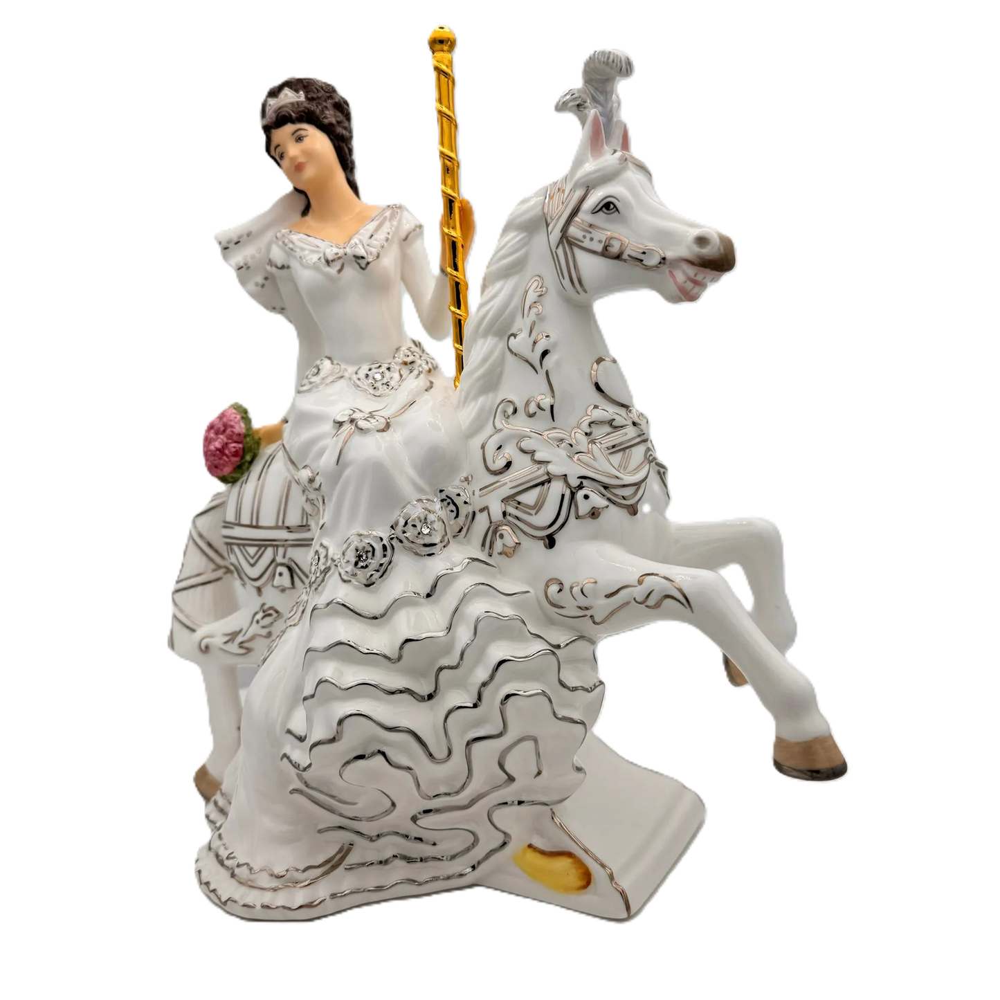 English Ladies Carousel Bride Figurine : Brunette