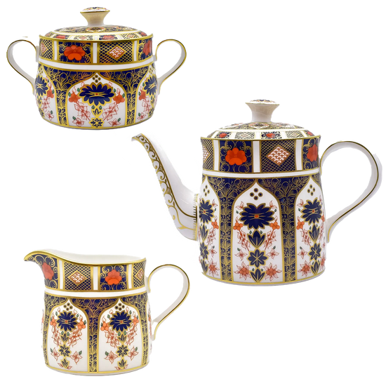 royal crown derby imari 1128 3pc tea set 2 1st quality - Charterwells